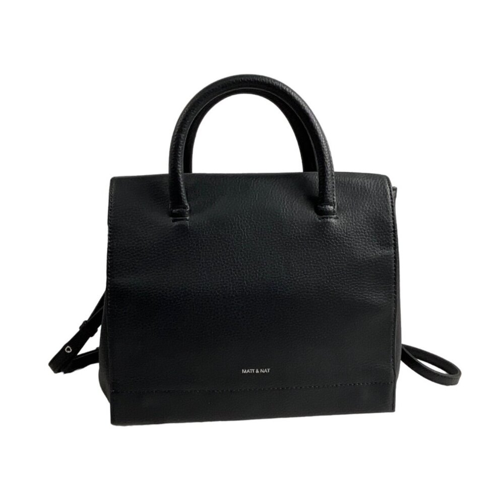 Matt And Nat Women's Adel Purity Black Vegan Leather Shoulder Crossbody Bag Sz M